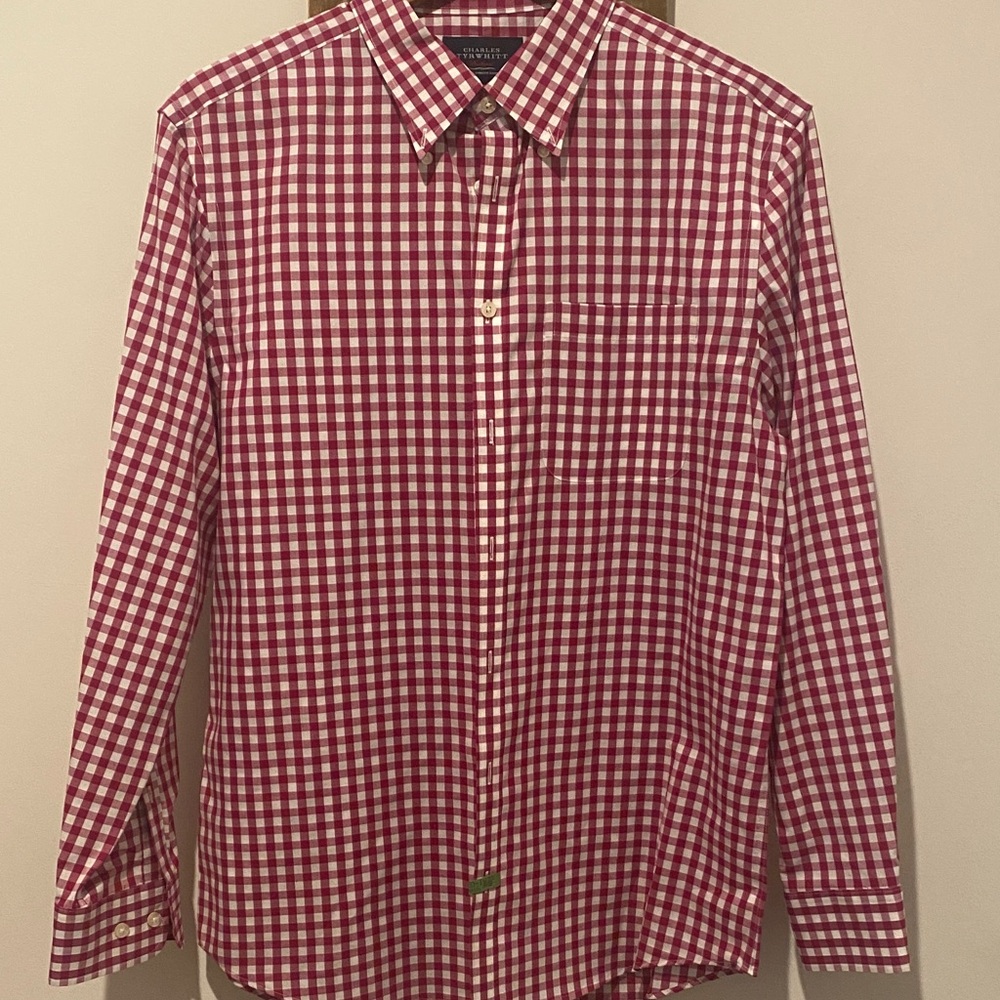 Charles Tyrwhitt Maroon and White Checkered Shirt